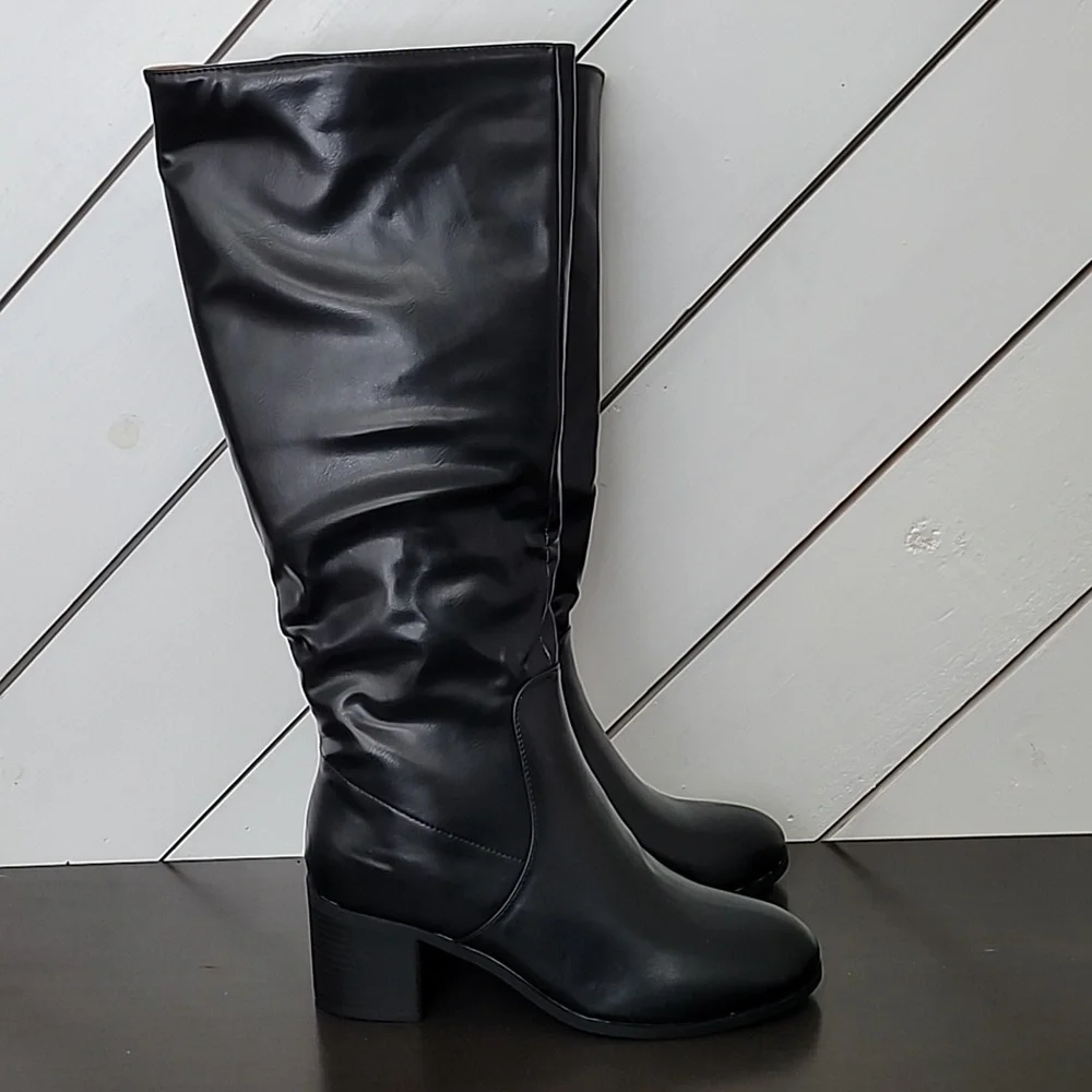 NEW Journee Collection Womens Romilly  Black 9.5M High Knee Boots